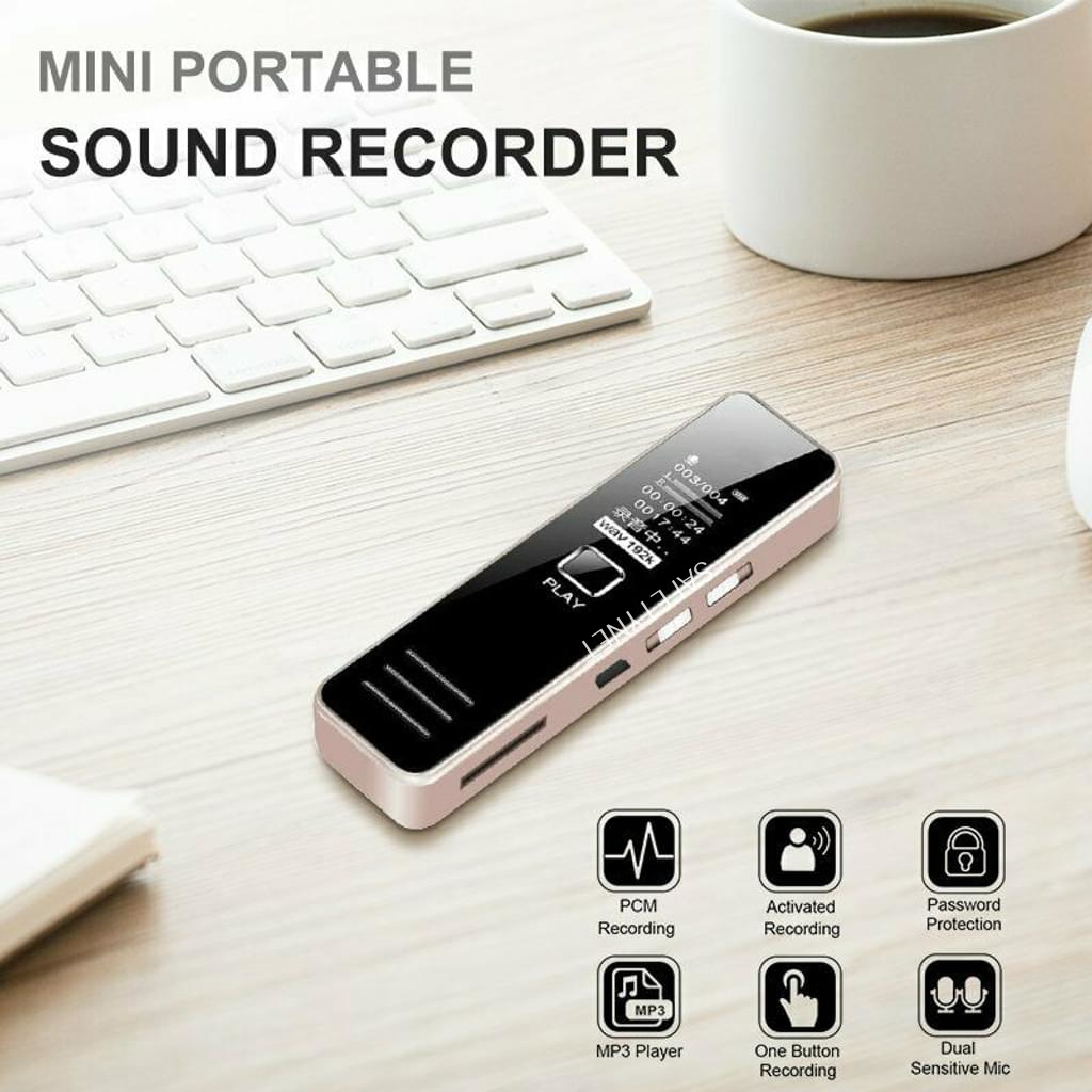 SAFETY NET Mini Digital Voice Recorder, Built in Speaker, Professional Audio Recorder MP3 Player TF Card Dictaphone Record Microphone Sound Recording