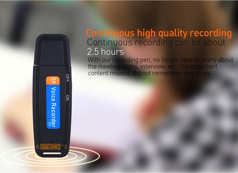 FREDI HD PLUS USB Pen Drive SK Voice Recorder USB Pen Drive Voice Recorder, Audio Recorder, Hidden Spy