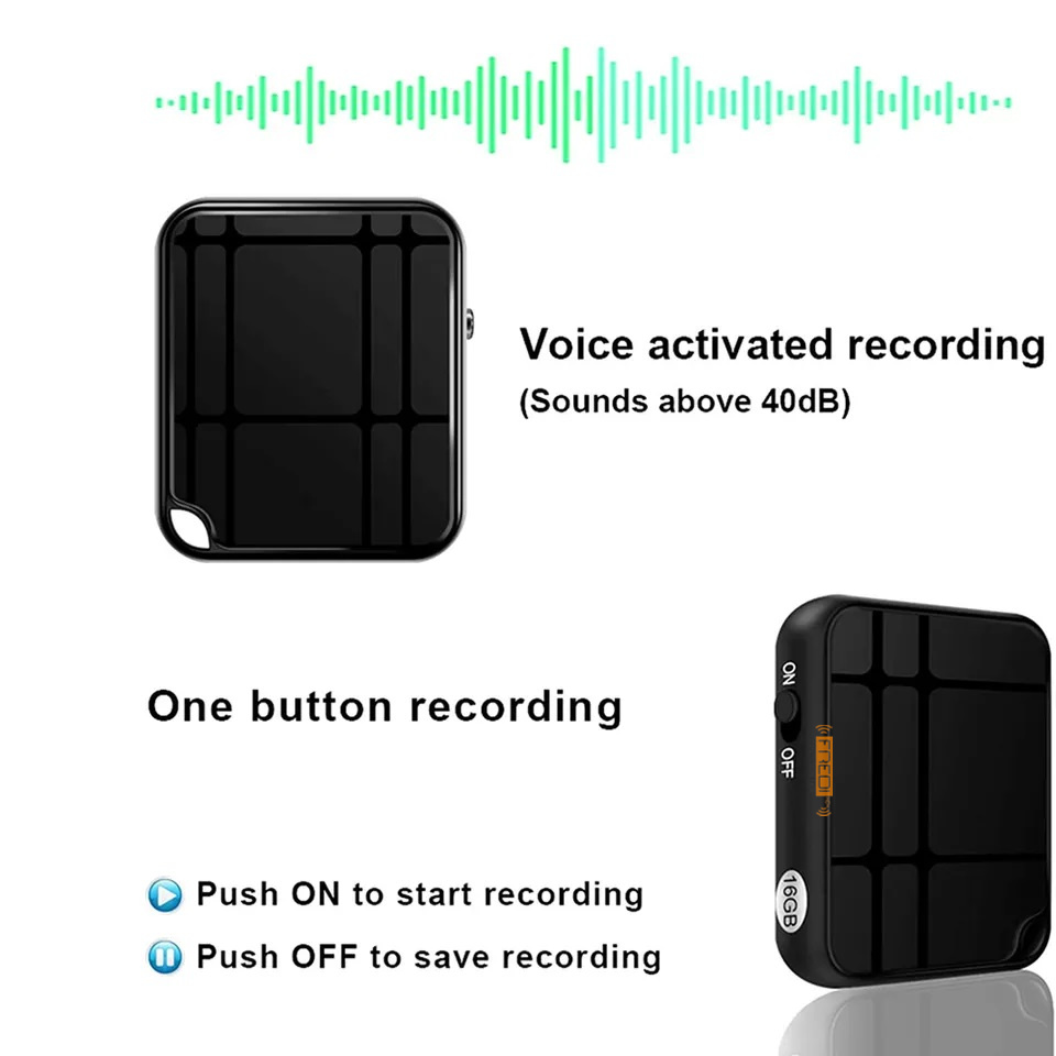 FREDI HD PLUS Mini Small Spy Voice Audio Recorder Super Long Storage Capacity 16GB | up to 10 Hours Recording | Date & Time Stamp | Easy to Use | Crystal Clear Digital Recording Mp3 Player (16GB)