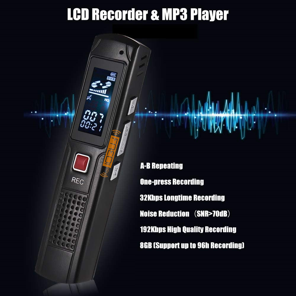  FREDI HD PLUS 8GB Digital Voice Recorder Dictaphone Phone Voice Record for Meetings Lessons +mp3 Player Mini Digital Audio Recorder Voice Recorder MP3 Player