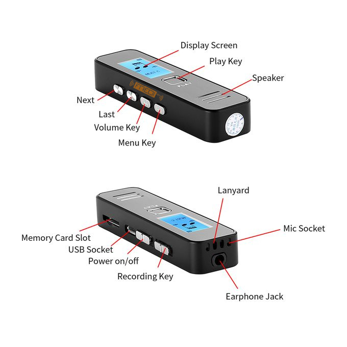 FREDI HD PLUS Mini Digital Voice Recorder Memory Supportable Professional Audio Recorder Microphone Sound Recording